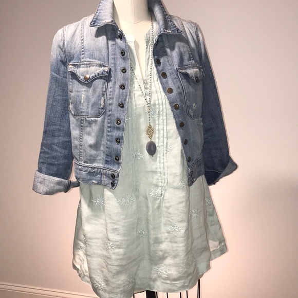 ST TROPEZ WEST sea foam green linen tunic ▪️sz L - Picture 3 of 8